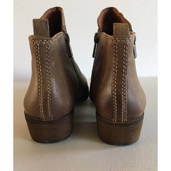 LUCKY BRAND Ankle Boots Brown Leather Basel Double Side Zip Booties Women Sz 9 - Picture 5 of 13